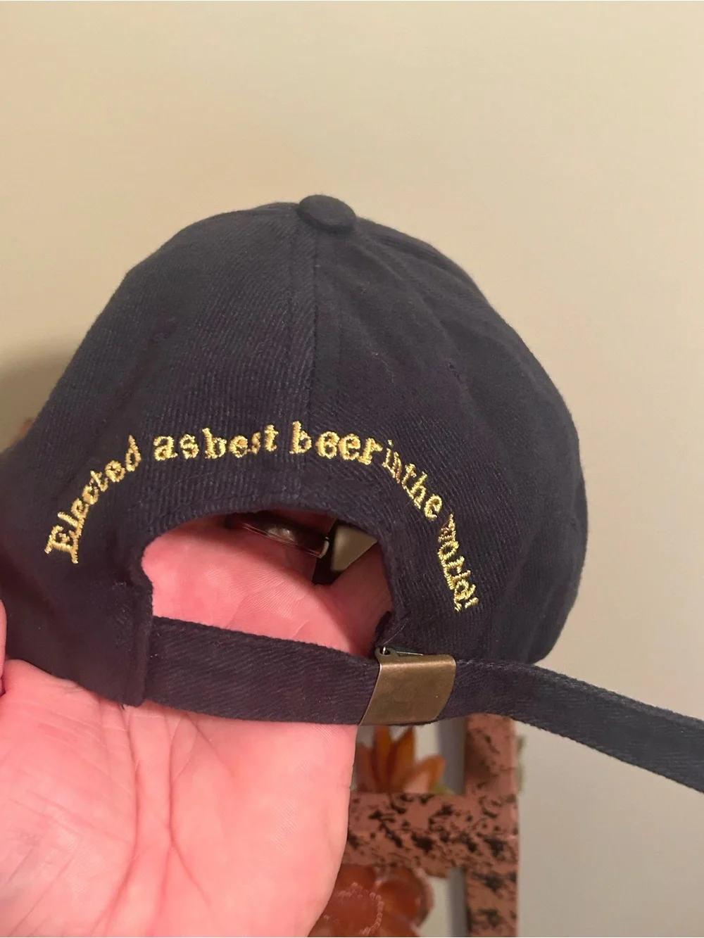 VINTAGE Delirium Tremens Beer Hat Pink Elephant Navy Blue Misprint Typo Cap Rare